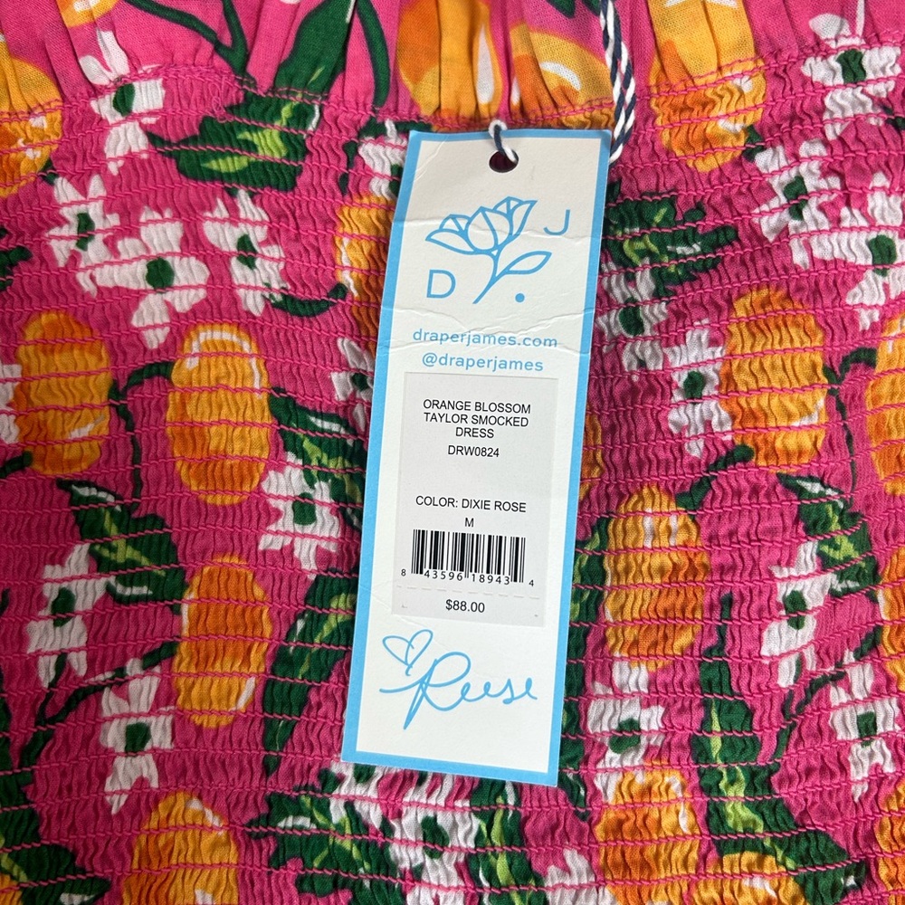 Draper James Orange Blossom Smocked Dress with Pockets Size Medium - Picture 5 of 12